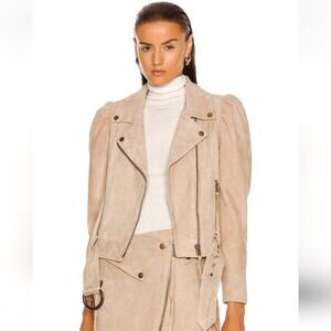 Retrofete Tai Suede Biker Jacket in Tan Size Small NWT